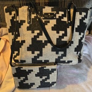 Kate Spade Houndstooth Black and Cream Tote